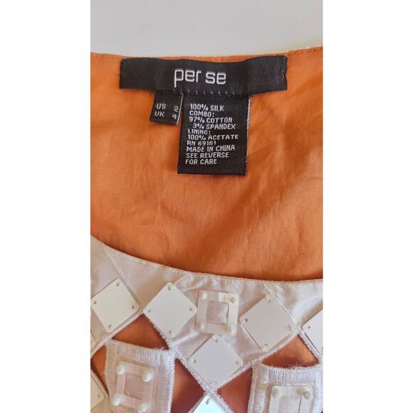 Per Se Carlisle 100% Silk Dress. intricate cut-out pattern embellishments SZ 2 - Picture 9 of 13